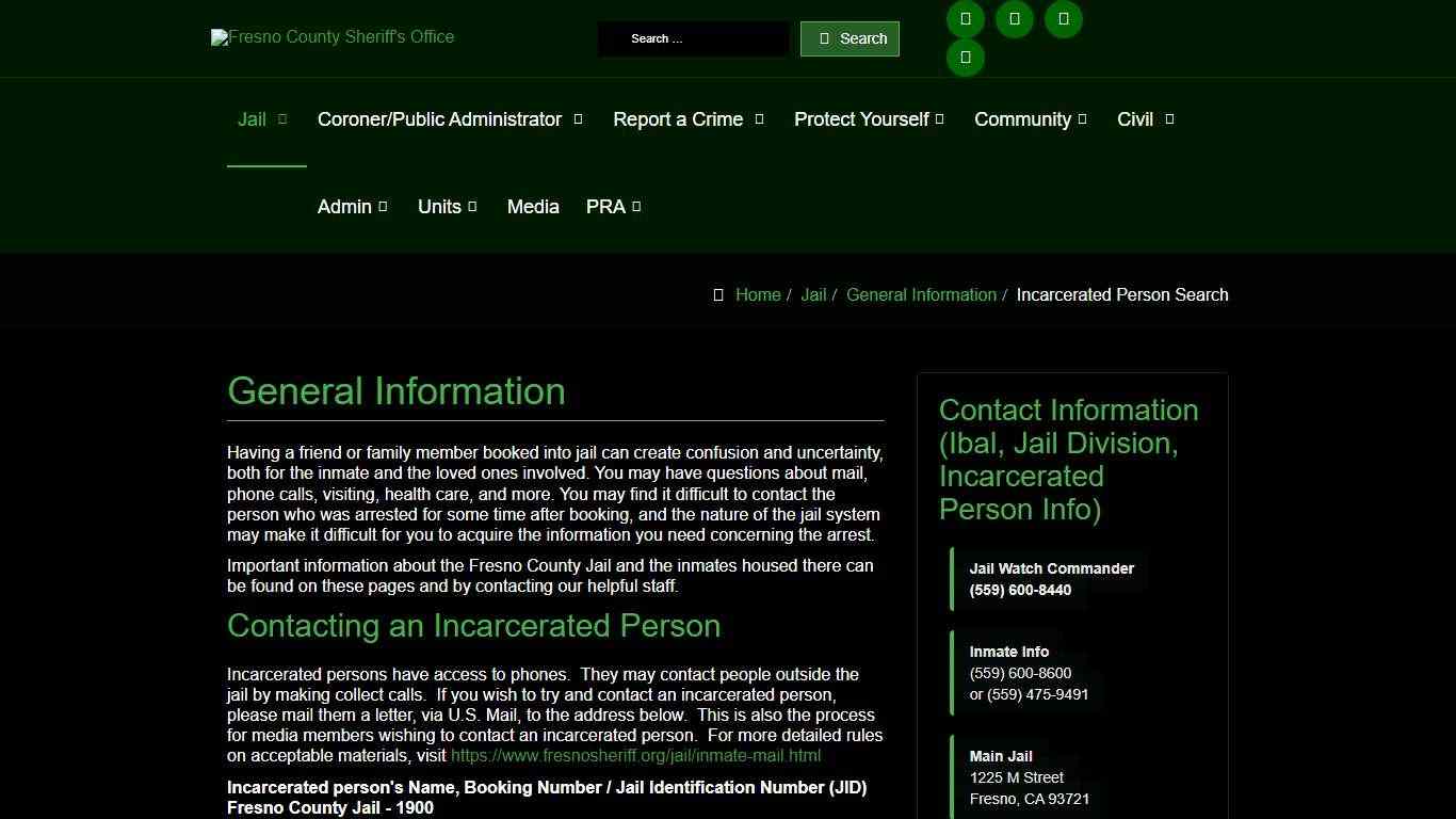 The Fresno County Sheriff-Coroner's Office - General Information